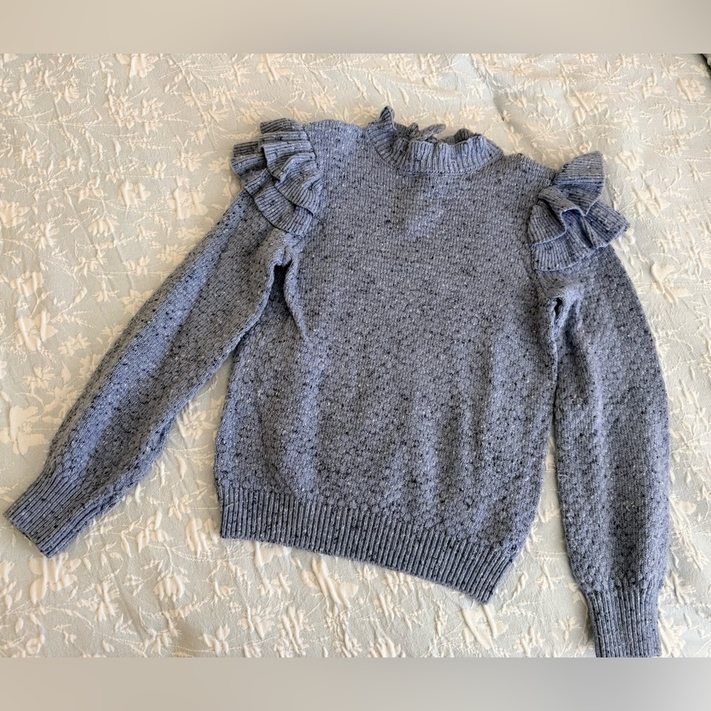 Janie and Jack Ruffled Blue Sweater